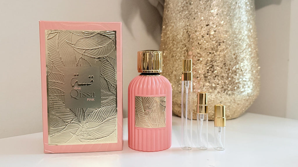 Qissa Pink Perfume Sample: Apple Coconut Floral Scent - Travel Size Decant