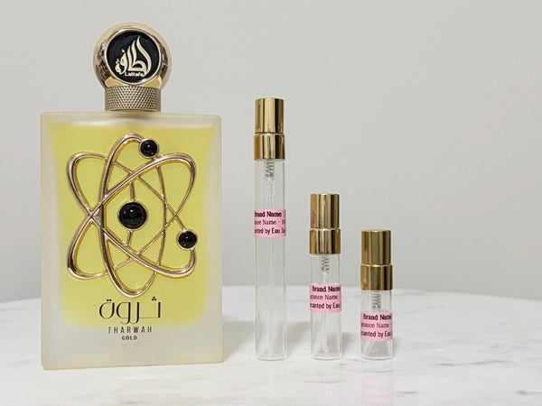 Tharwah Gold Lattafa Perfume Sample: Oriental Vanilla Fragrance - Travel Size